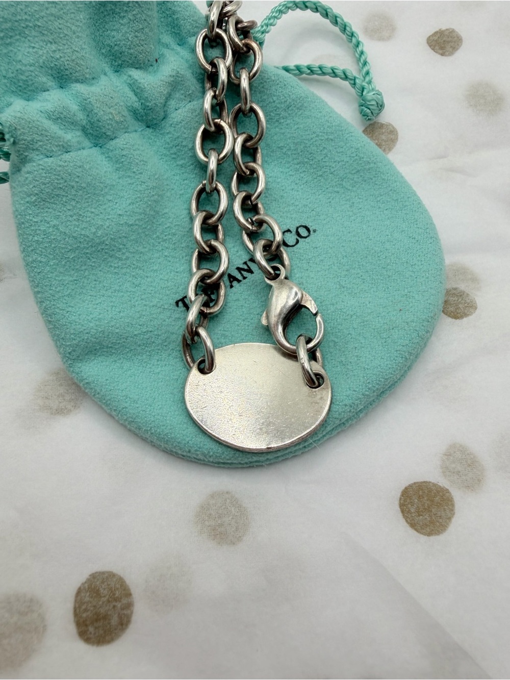 Tiffany & Co. Sterling Silver Oval Tag Bracelet with Blue Pouch - Picture 2 of 5